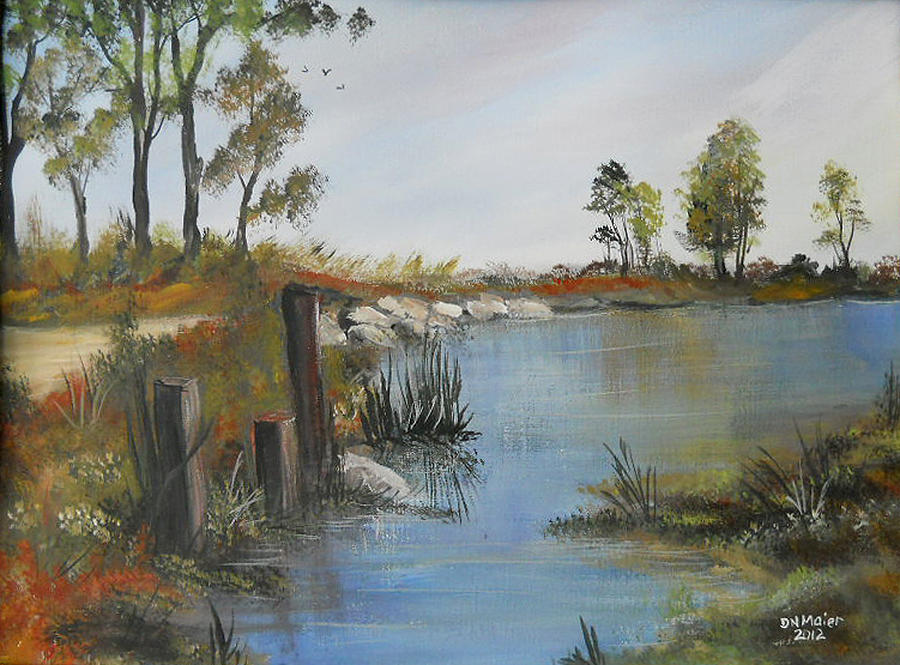 Landscape Painting - Peaceful Place for Fishing by Dorothy Maier
