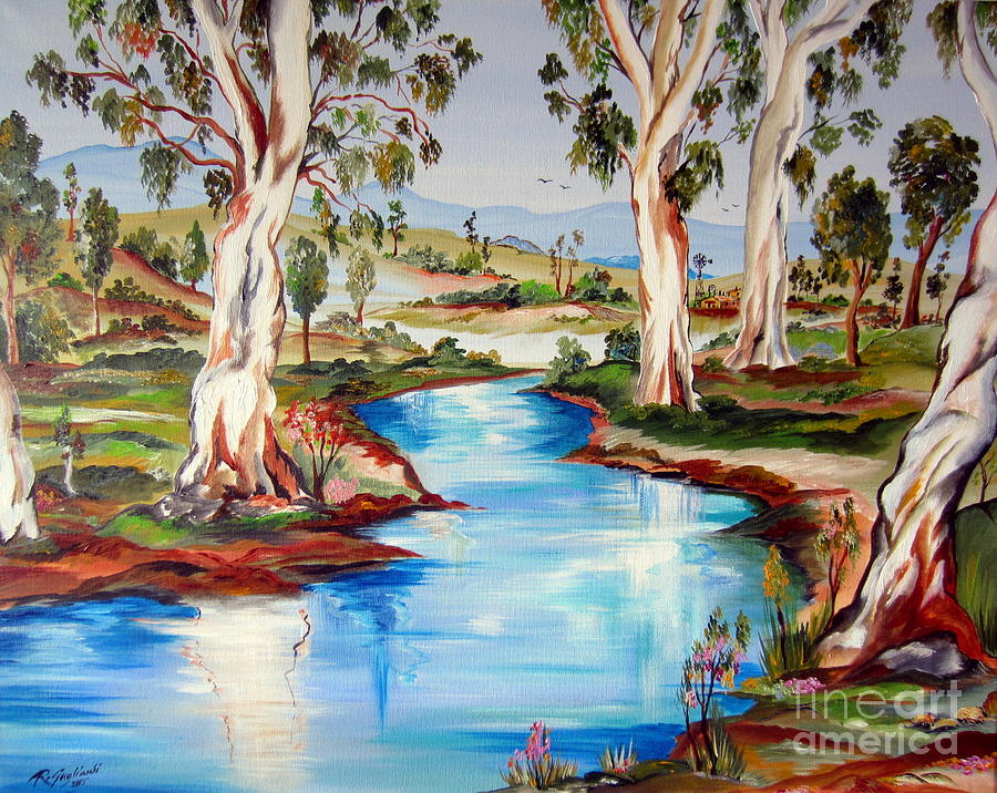 Peaceful River In The Australian Outback Painting by Roberto Gagliardi