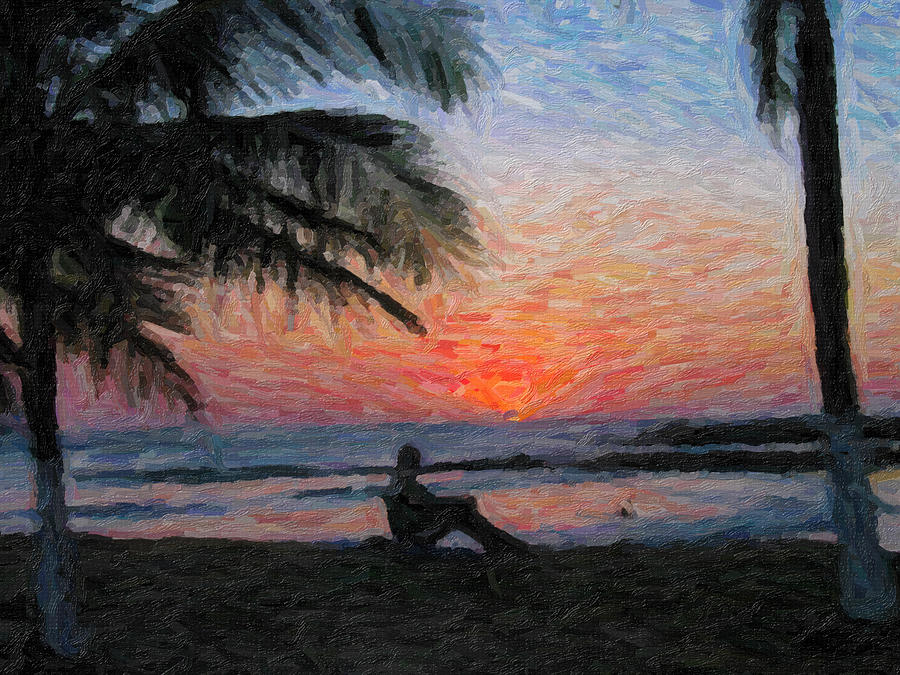 Sunset Painting - Peaceful Sunset by David Gleeson