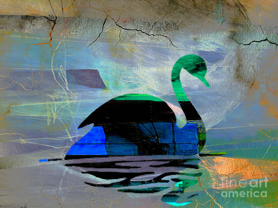 Swan Mixed Media - Peaceful Swan by Marvin Blaine
