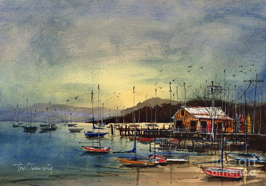 Peacefully Moored Painting by Tim Oliver