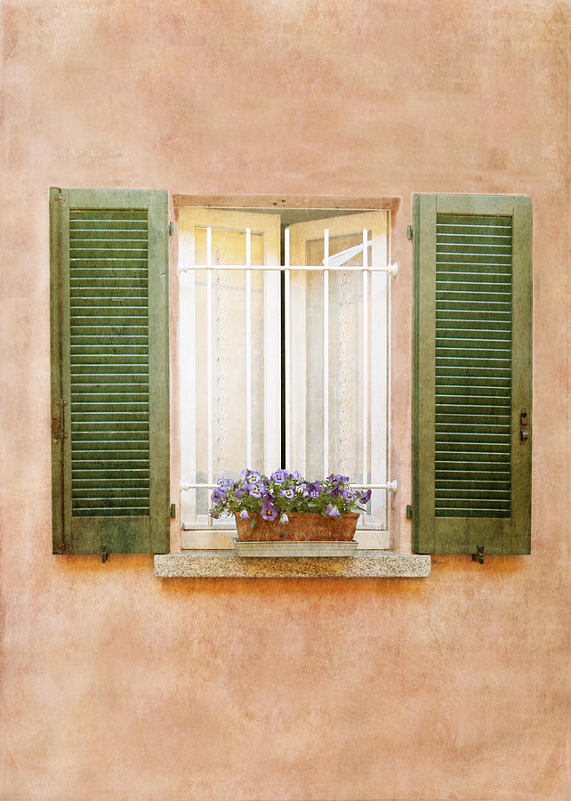 Peach and Green Window in Venice Photograph by Brooke T Ryan