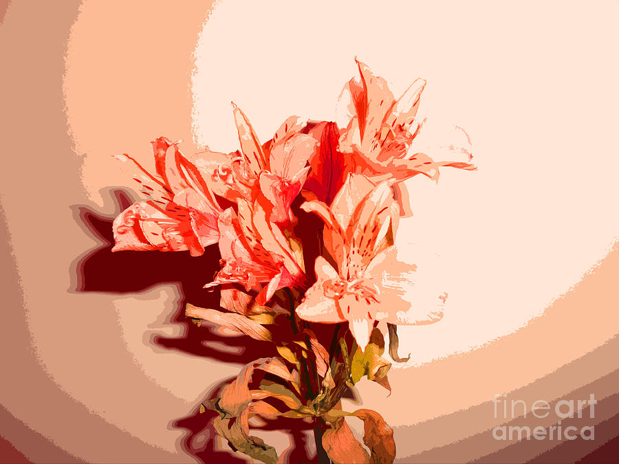 Flowers Still Life Photograph - Peach and Orange Painting Style Flowers by Minding My  Visions by Adri and Ray