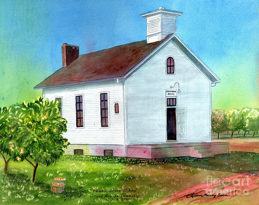 Peach Grove School Painting by LeAnne Sowa