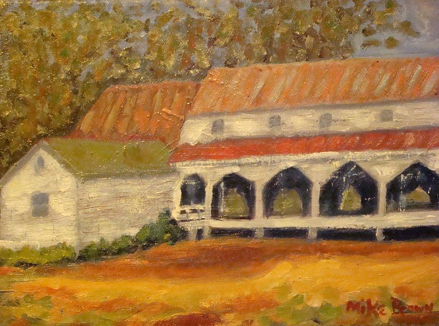 Peach Shed Painting by Michael Lynn Brown