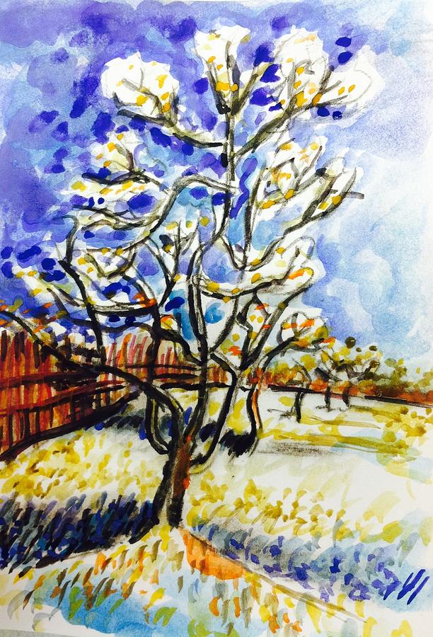 Peach tree  Painting by Hae Kim