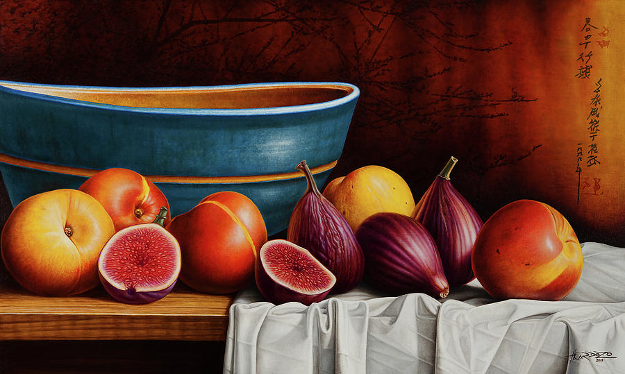 Fruit Painting - Peaches and Figs by Horacio Cardozo Fruit Painting - Peaches and Figs by Horacio Cardozo