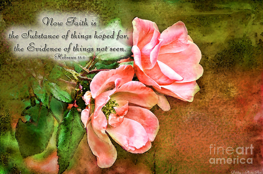 Nature Digital Art - Peachy Keen with verse  by Debbie Portwood