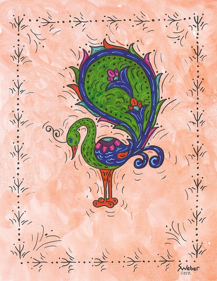 Peachy Peacock Painting by Susie Weber