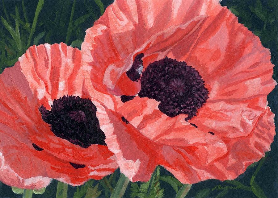 Peachy Poppies Painting by Lynne Reichhart
