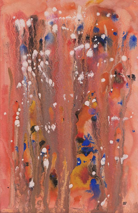 Peachy Wildflower Abstract Painting by Barbara St Jean