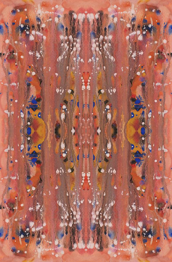 Peachy Wildflower Abstract Vertical Painting by Barbara St Jean