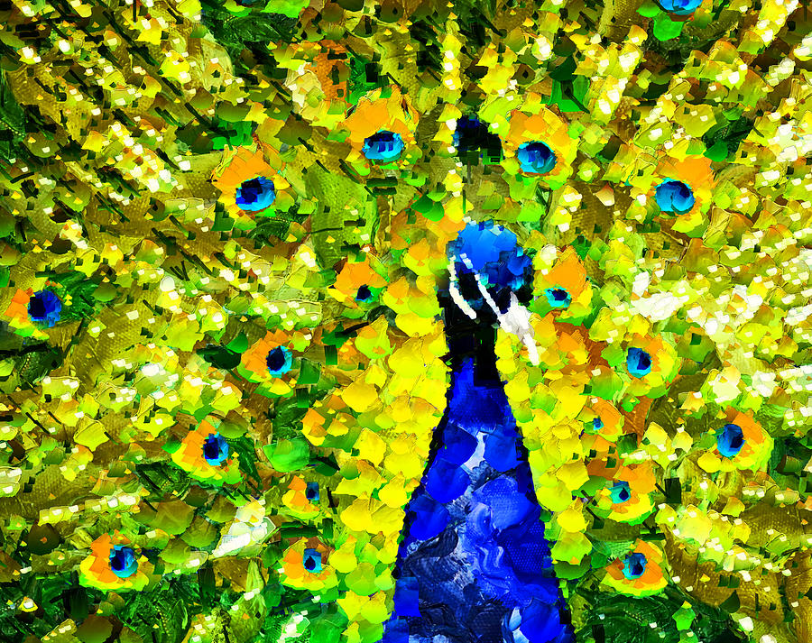 Peacock Abstract Realism Mixed Media by Georgiana Romanovna