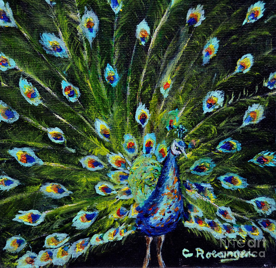 Peacock Painting by Cindy Roesinger