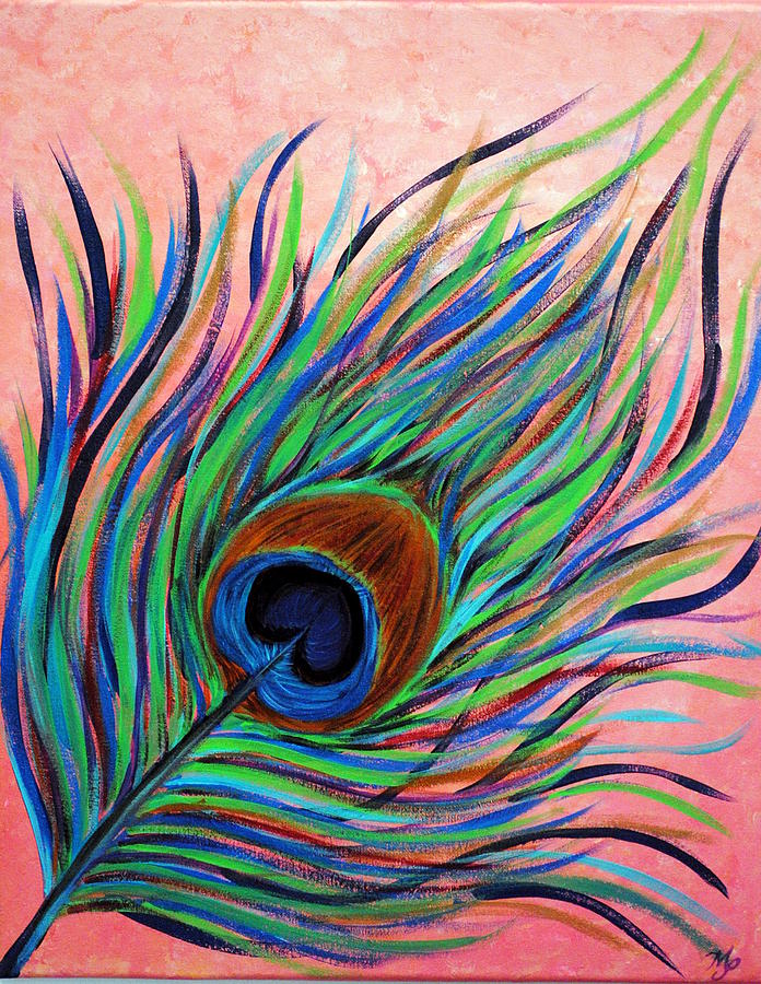 Peacock Feather Painting by Meganne Peck