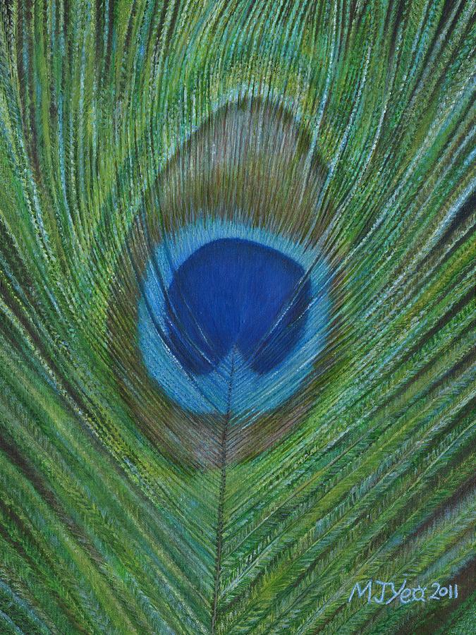 Peacock feather painting Painting by Marion Yeo - Pixels