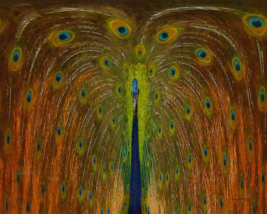 Peacock Fountain Digital Art by Ernest Echols