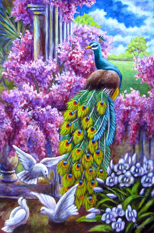 Peacock from a Dream Painting by Sebastian Pierre