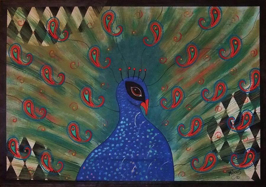 Peacock Harlequin Abstract Painting by Cindy Micklos