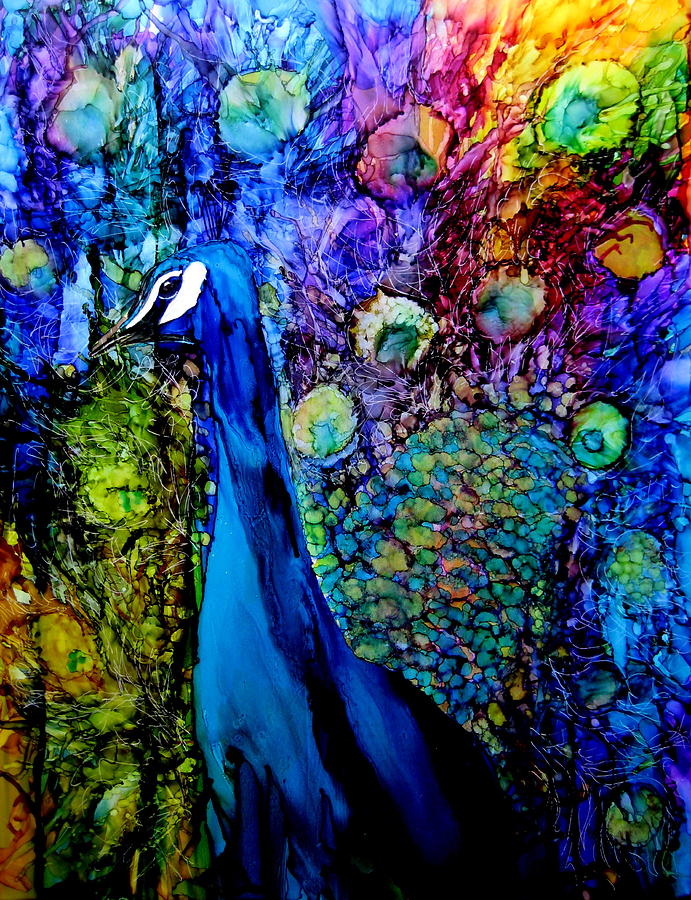 Peacock II Painting by Karen Walker