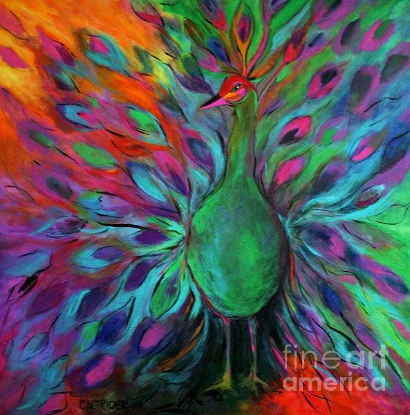 Peacock in Bloom Painting by Alison Caltrider