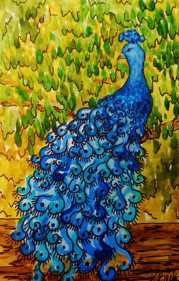 Peacock Painting by Katherine Young-Beck