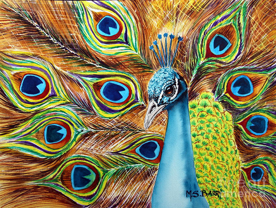 Peacock Painting by Maria Barry