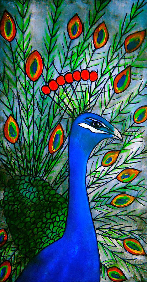 Bird Painting - Peacock Painting Fine Art Print by Laura Carter