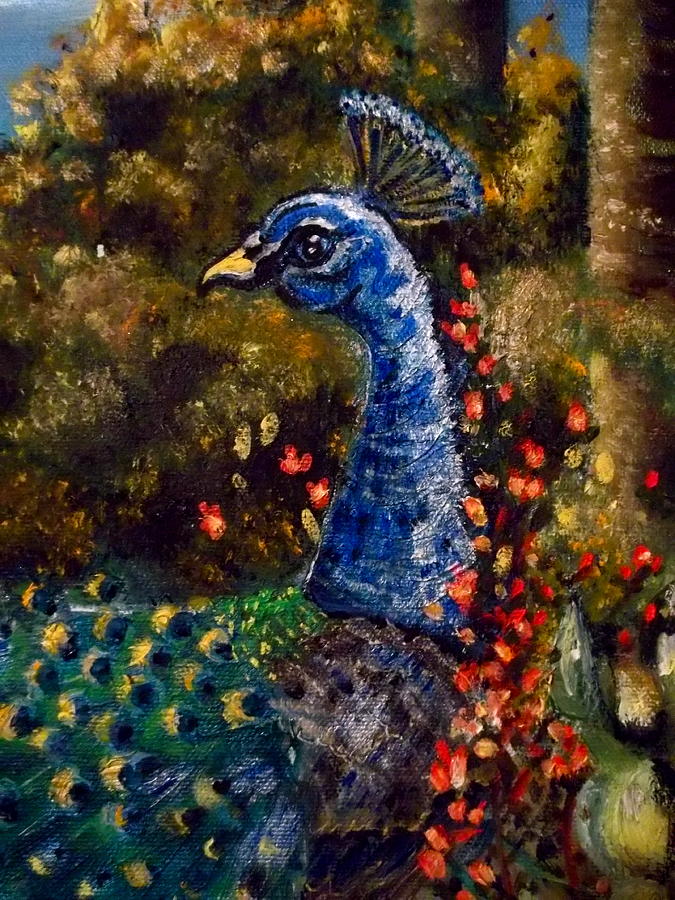Peacock Painting - Peacock Royalty by M E Wood Peacock Painting - Peacock Royalty by M E Wood