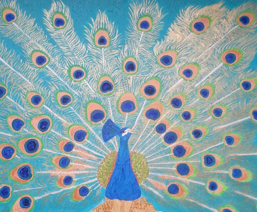 Bird Painting - Peacock songs. by LEENA Rudi Rajday