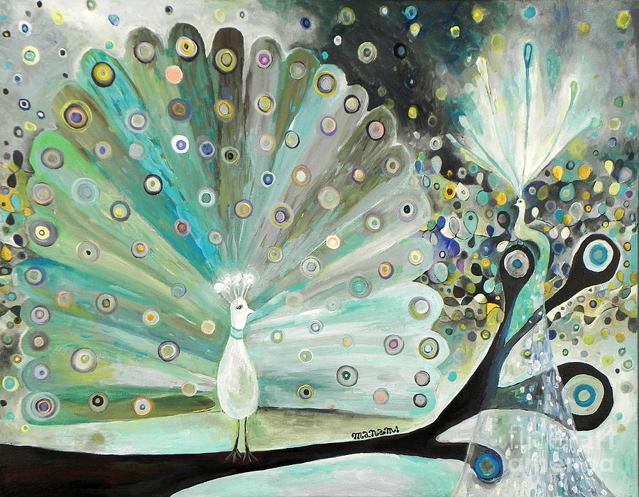 Peacock Painting - Peacocks by Manami Lingerfelt