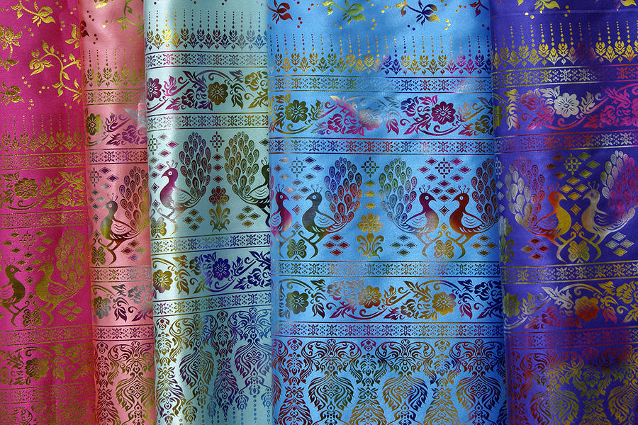 Peacocks on Silk Photograph by Michele Burgess