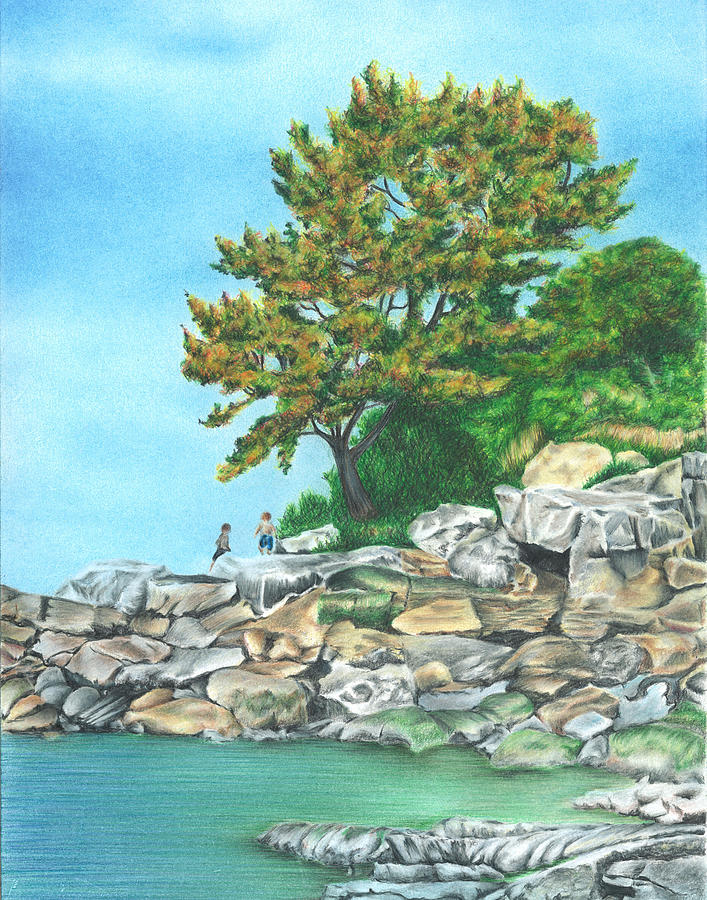 Peaks Island Drawing by Troy Levesque