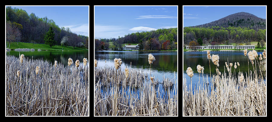 Peaks of Otter Lodge Triptych Photograph by Steve Hurt