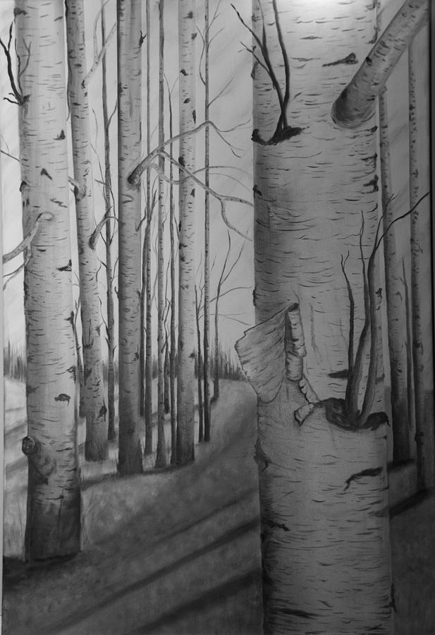Pealing Birch Painting by Ruth Thiessen