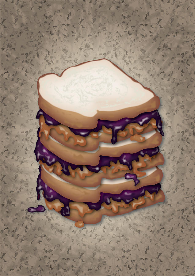 Snack Digital Art - Peanut Butter and Jelly Sandwich by Ym Chin