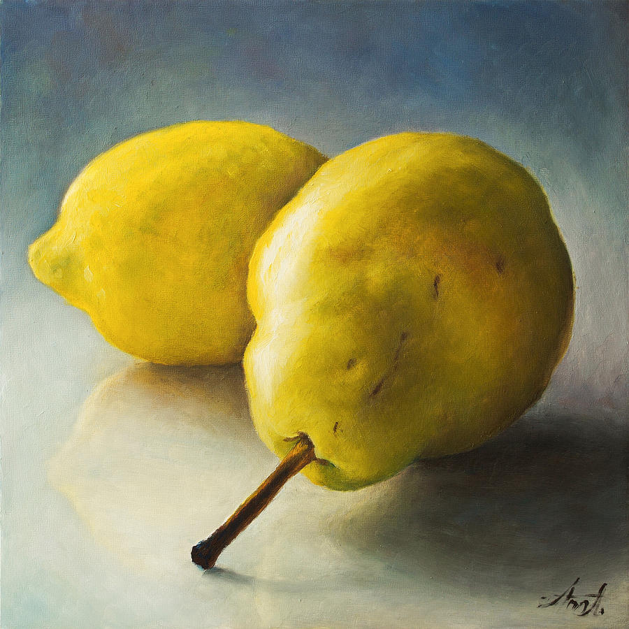 Nature Painting - Pear and lemon by Anna Abramskaya