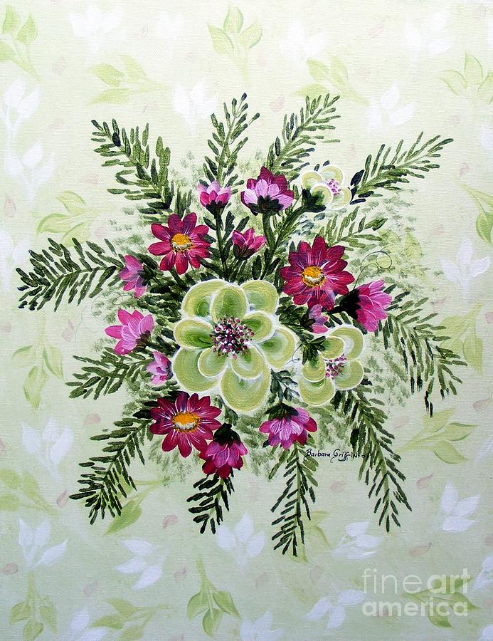 Pear Blossoms Cosmos Painting Painting by Barbara A Griffin