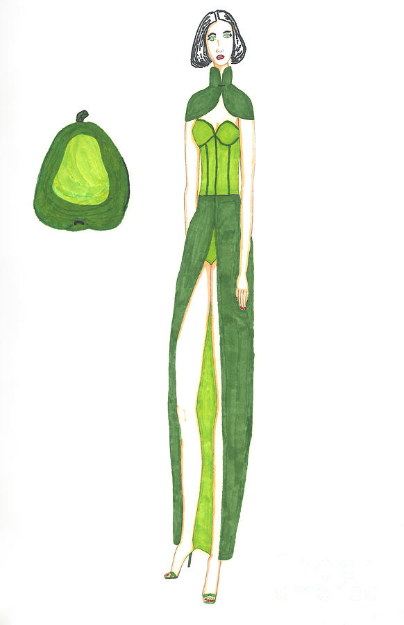 Pear Drawing - Pear Inspired Evening Dress by Asia Johnson