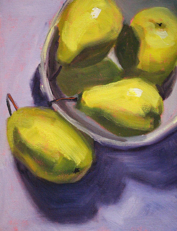 Pear Shadows Painting by Nancy Merkle