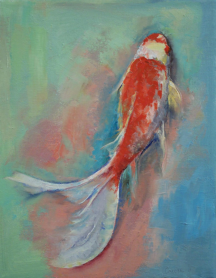 Pearl Banded Koi Painting by Michael Creese