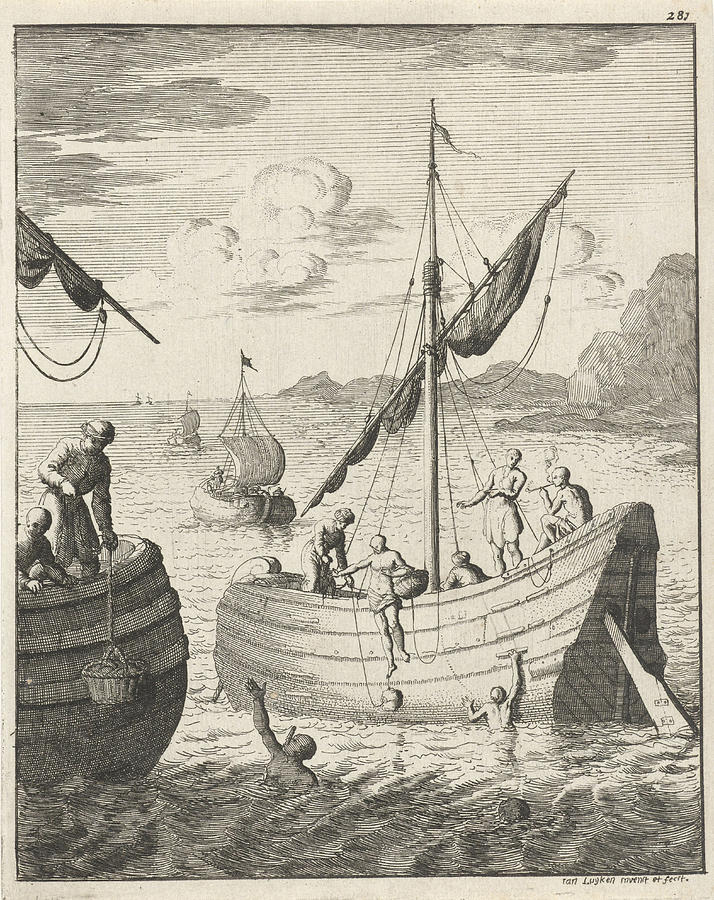 Pearl Fisheries In Persia, Jan Luyken Drawing by Jan Luyken - Fine Art ...