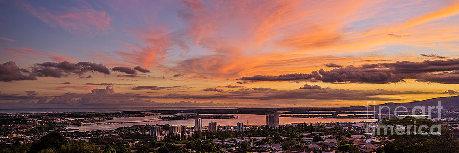 Pearl Harbor at Sunset 3 to 1 Aspect Ratio Photograph by Aloha Art