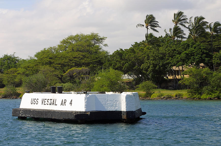 Honolulu Photograph - Pearl Harbor marker for USS Vestal by Linda Phelps