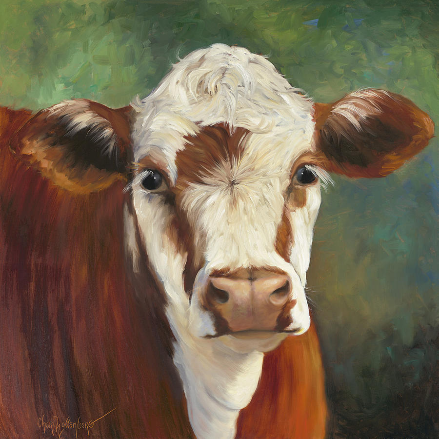 Pearl IV Cow Painting Painting by Cheri Wollenberg
