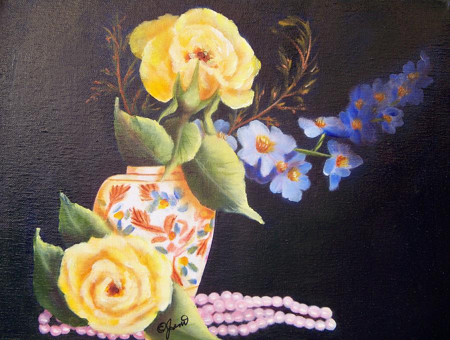 Pearls and Roses Painting by Joni McPherson