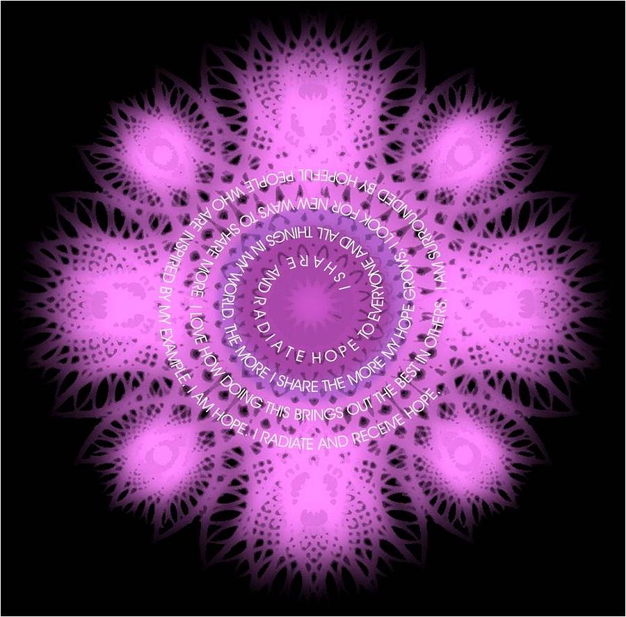 Purple Digital Art - Pearls Hope Affirmation Mandala by The Hive Publications