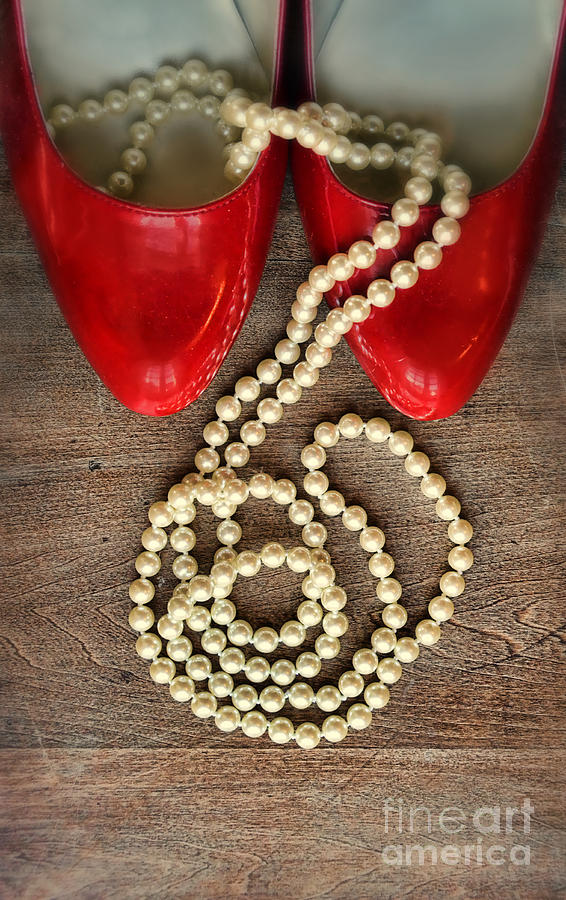 Pearls in Red Shoes Photograph by Jill Battaglia