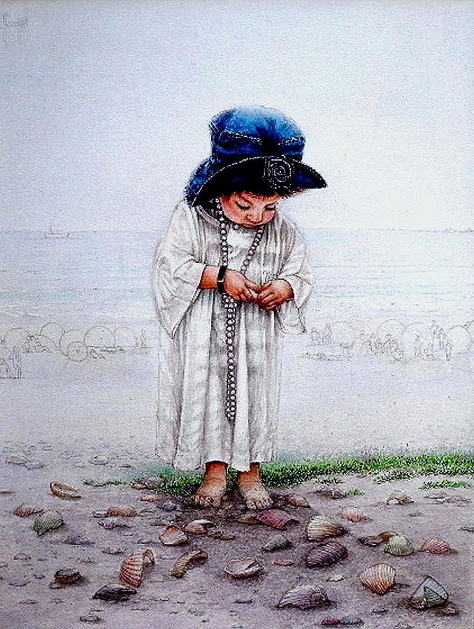 Pearls Painting - Pearls Shells  Lonely Girl by I Joseph