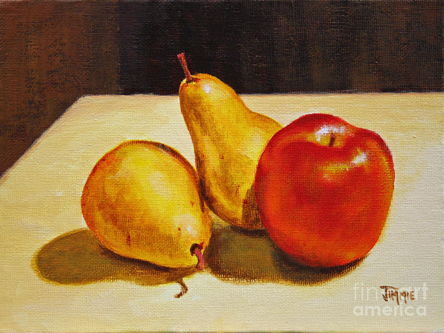 Pears and Apple Painting by Jimmie Bartlett